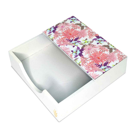 Pink Asters Tissue Holder 6" x 6" x 1.5" Ht. - Main Image