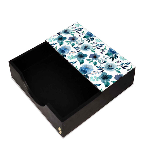 Indigo Flowers Tissue Holder 6" x 6" x 1.5" Ht. - Main Image