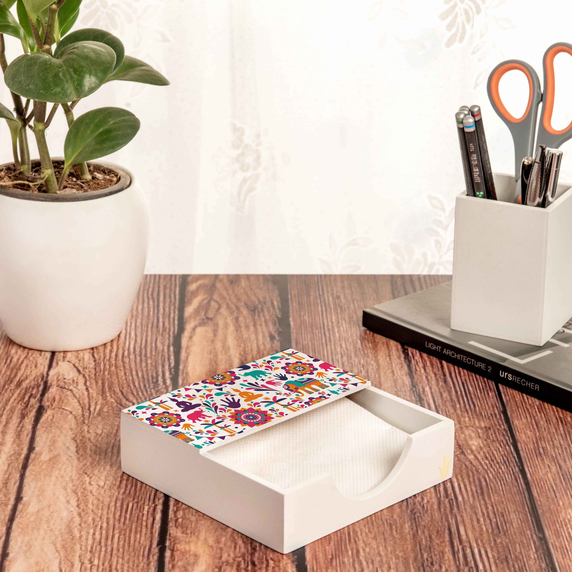 India Tissue Holder 6" x 6" x 1.5" Ht. - Lifestyle Image