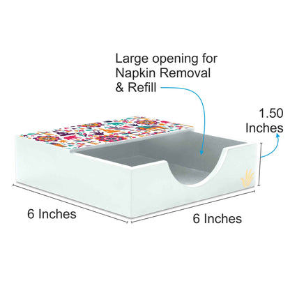 India Tissue Holder 6" x 6" x 1.5" Ht. - Dimension Image