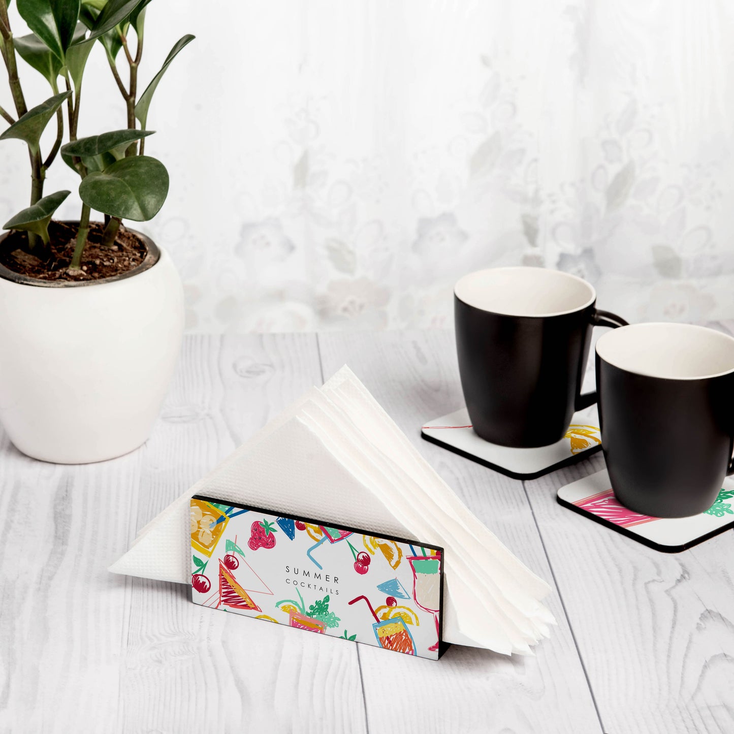 Summer Cocktails Tissue Stand 1.5" x 5.5" x 2.5" - Lifestyle Image