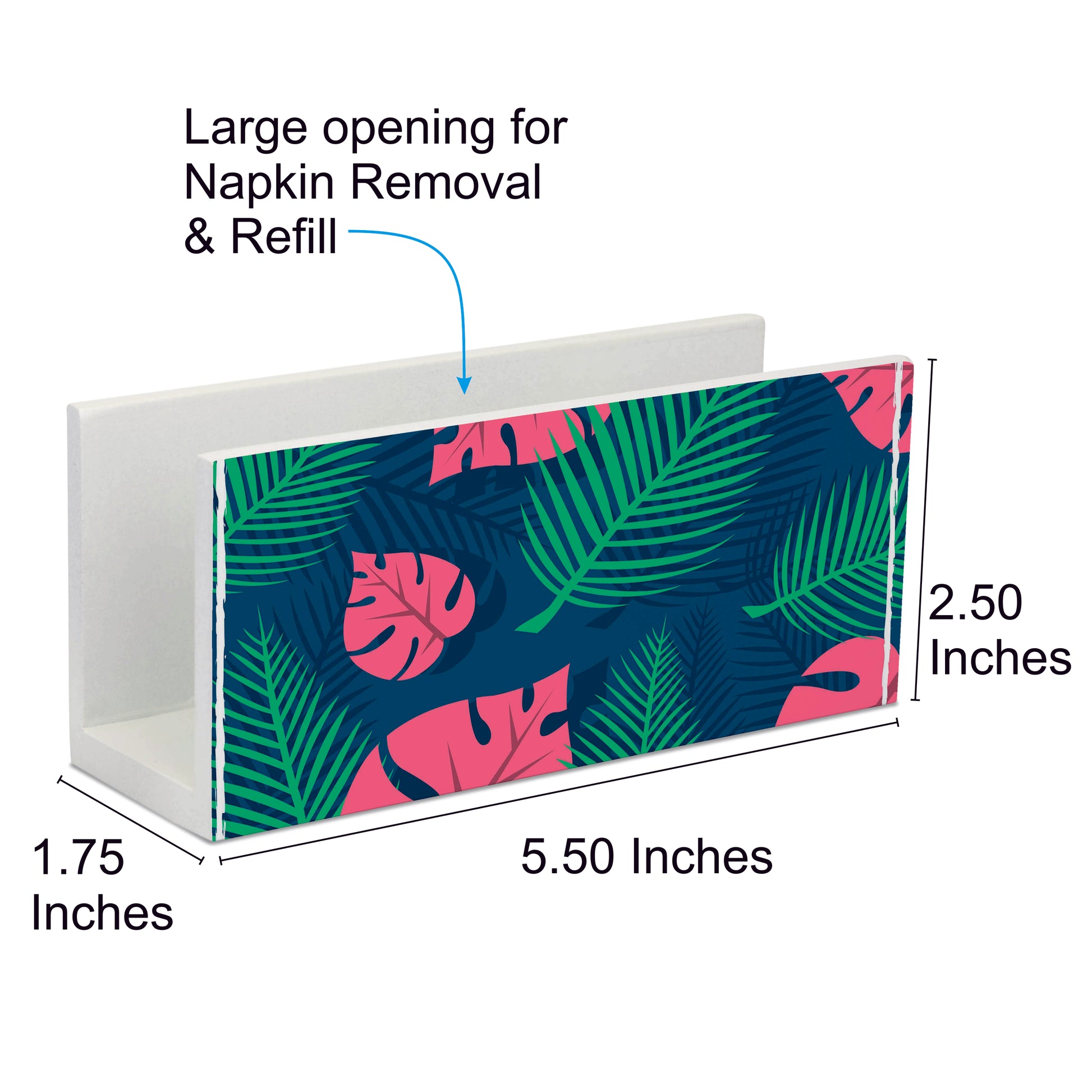 Palms Tissue Stand 1.5" x 5.5" x 2.5" - Dimension Image