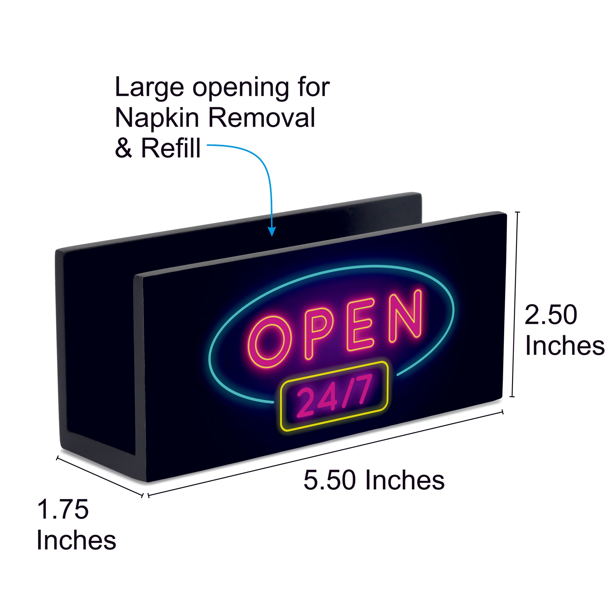 Neon Open 247 Tissue Stand 1.5" x 5.5" x 2.5" - Dimension Image