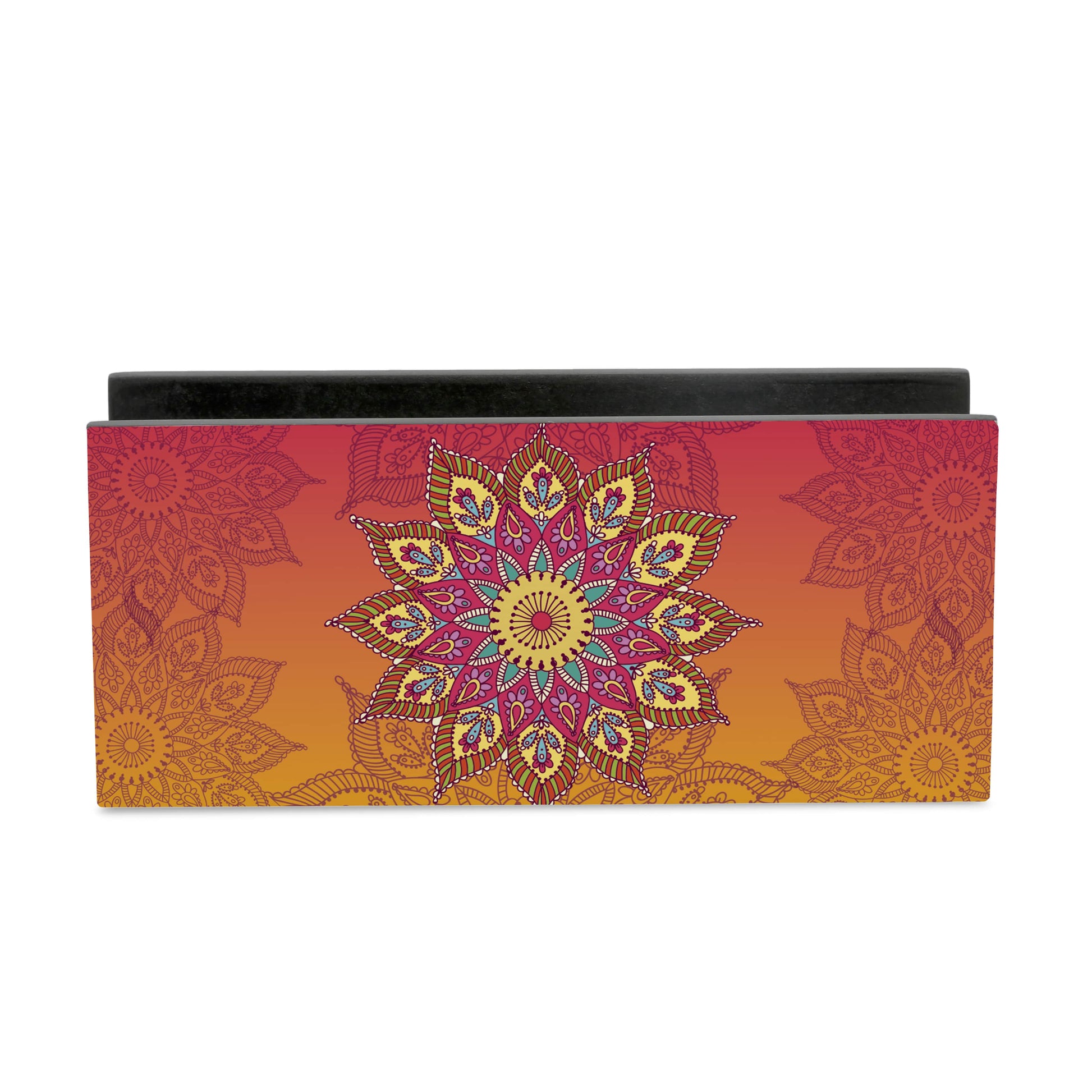 Orange Mandala Tissue Stand 1.5" x 5.5" x 2.5" - Main Image