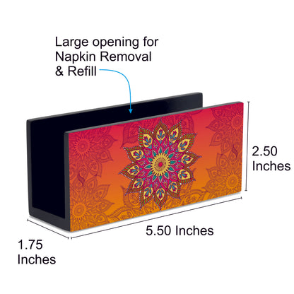 Orange Mandala Tissue Stand 1.5" x 5.5" x 2.5" - Dimension Image