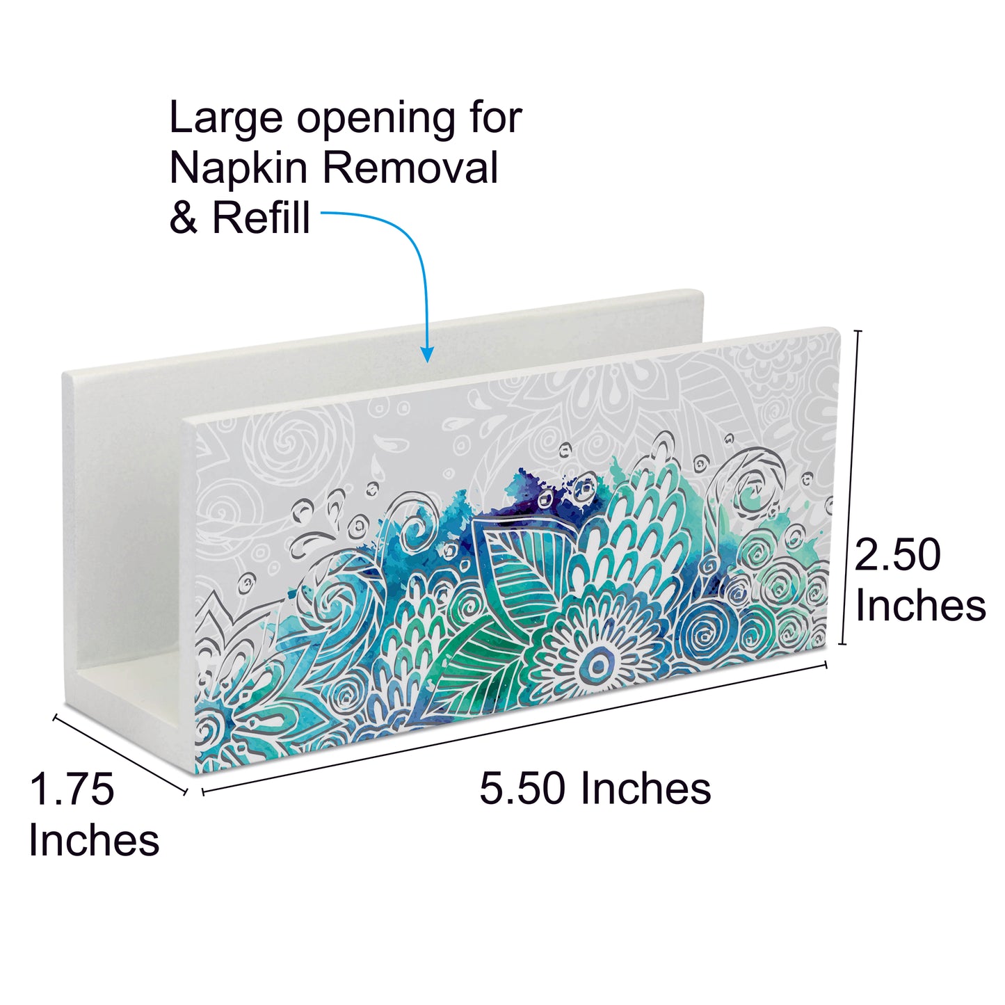 Abstract Flowers Tissue Stand 1.5" x 5.5" x 2.5" - Dimension Image