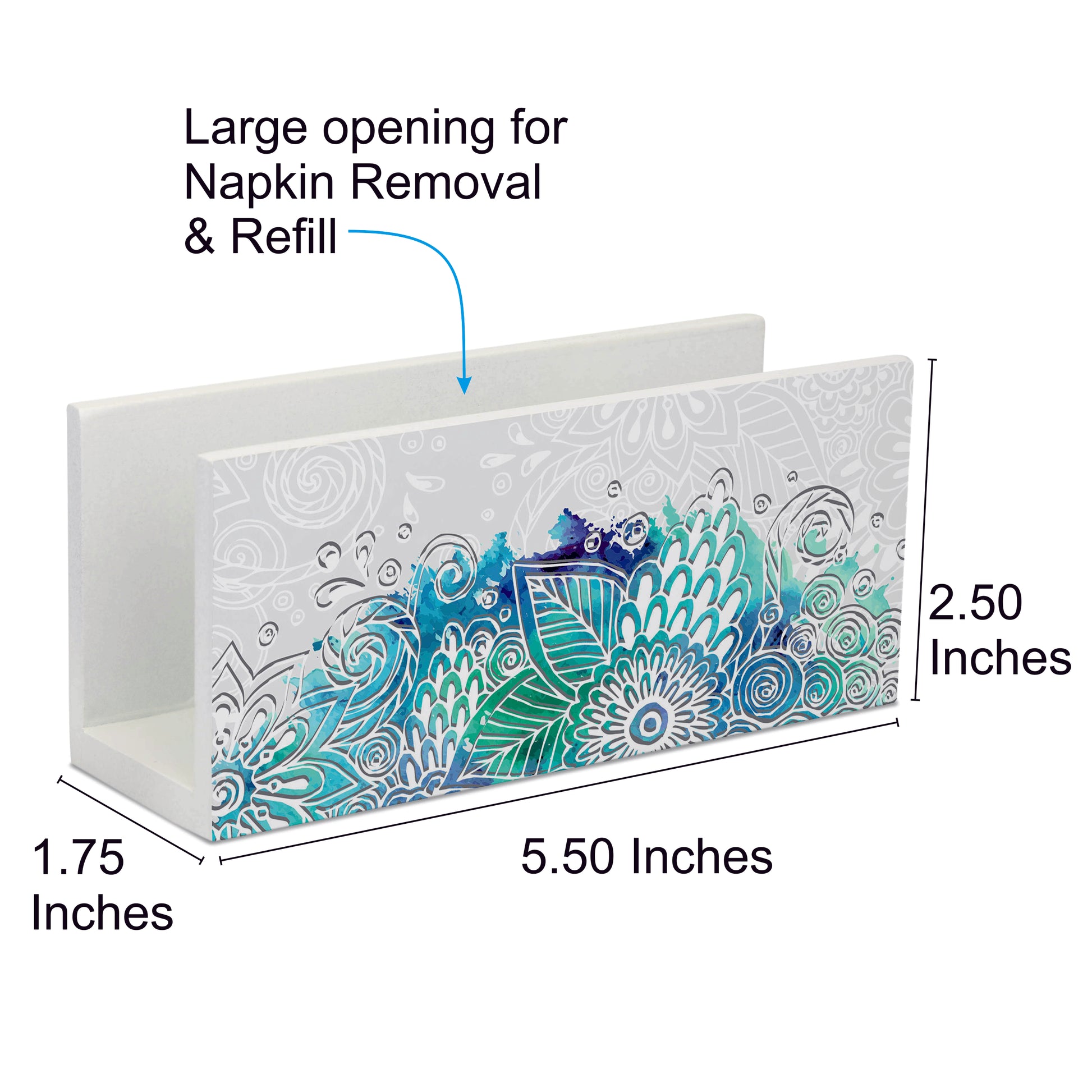 Abstract Flowers Tissue Stand 1.5" x 5.5" x 2.5" - Dimension Image