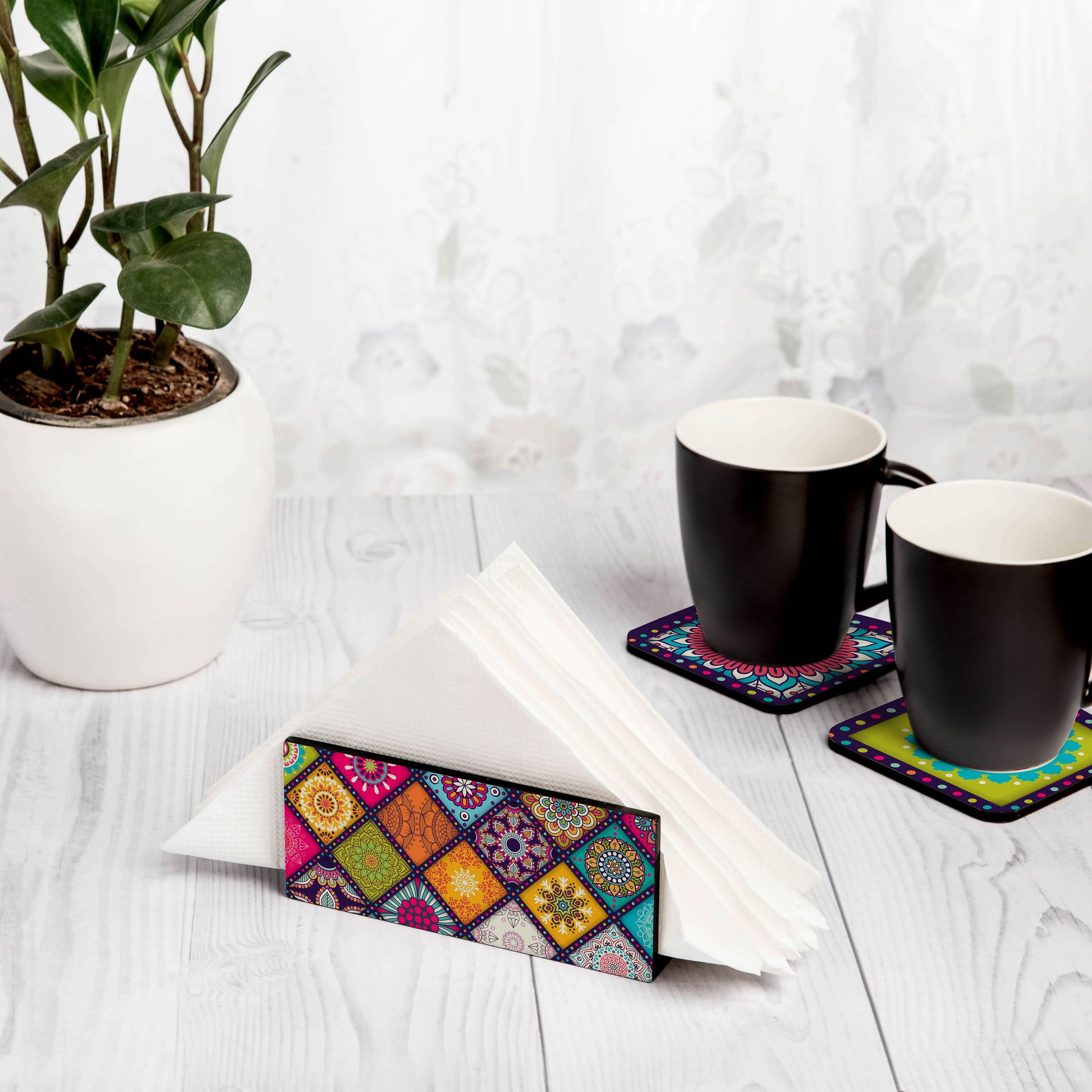 Multi Mandala Tissue Stand 1.5" x 5.5" x 2.5" - Lifestyle Image