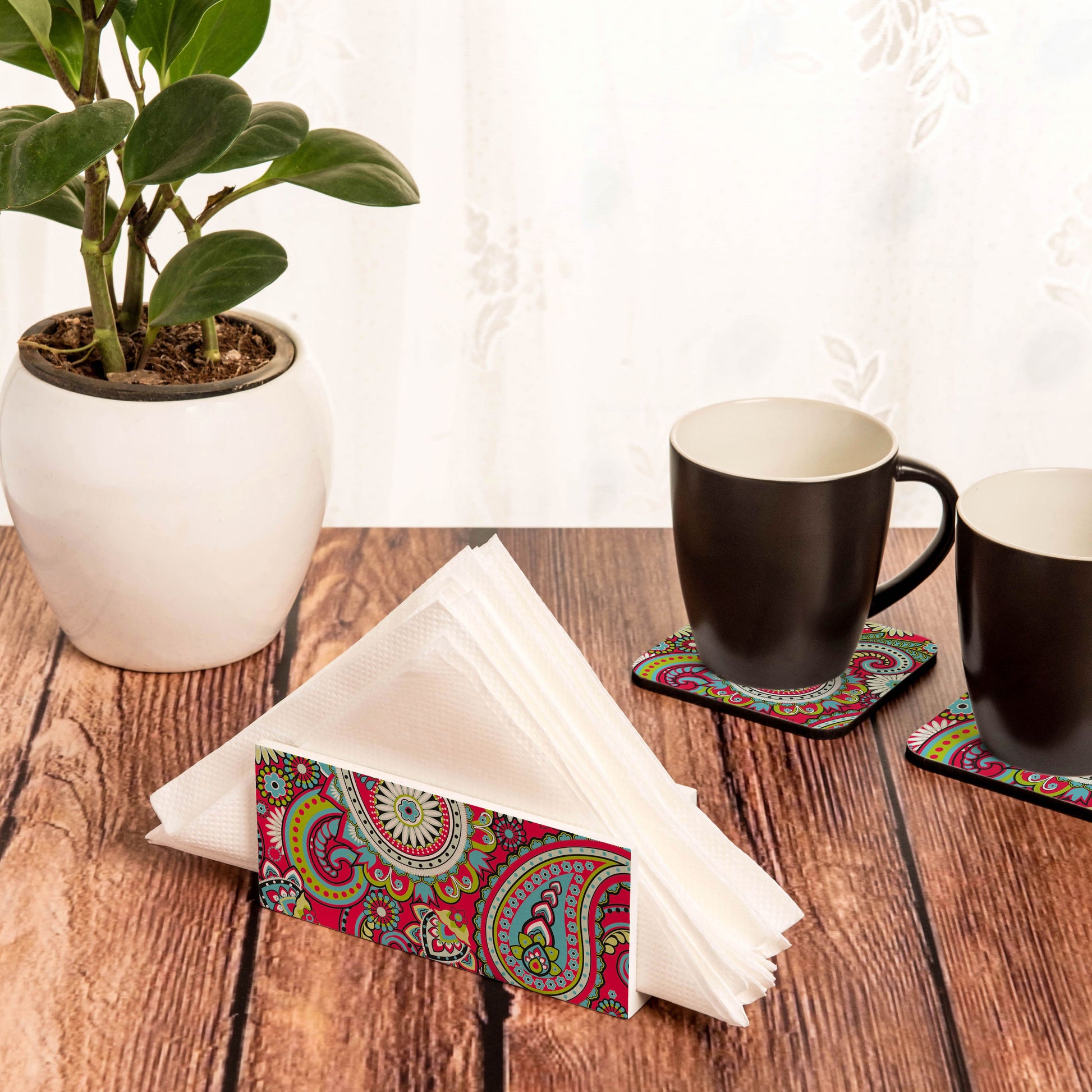 Pink Paisley Tissue Stand 1.5" x 5.5" x 2.5" - Lifestyle Image