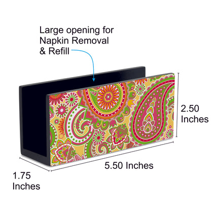 Yellow Paisley Tissue Stand 1.5" x 5.5" x 2.5" - Dimension Image