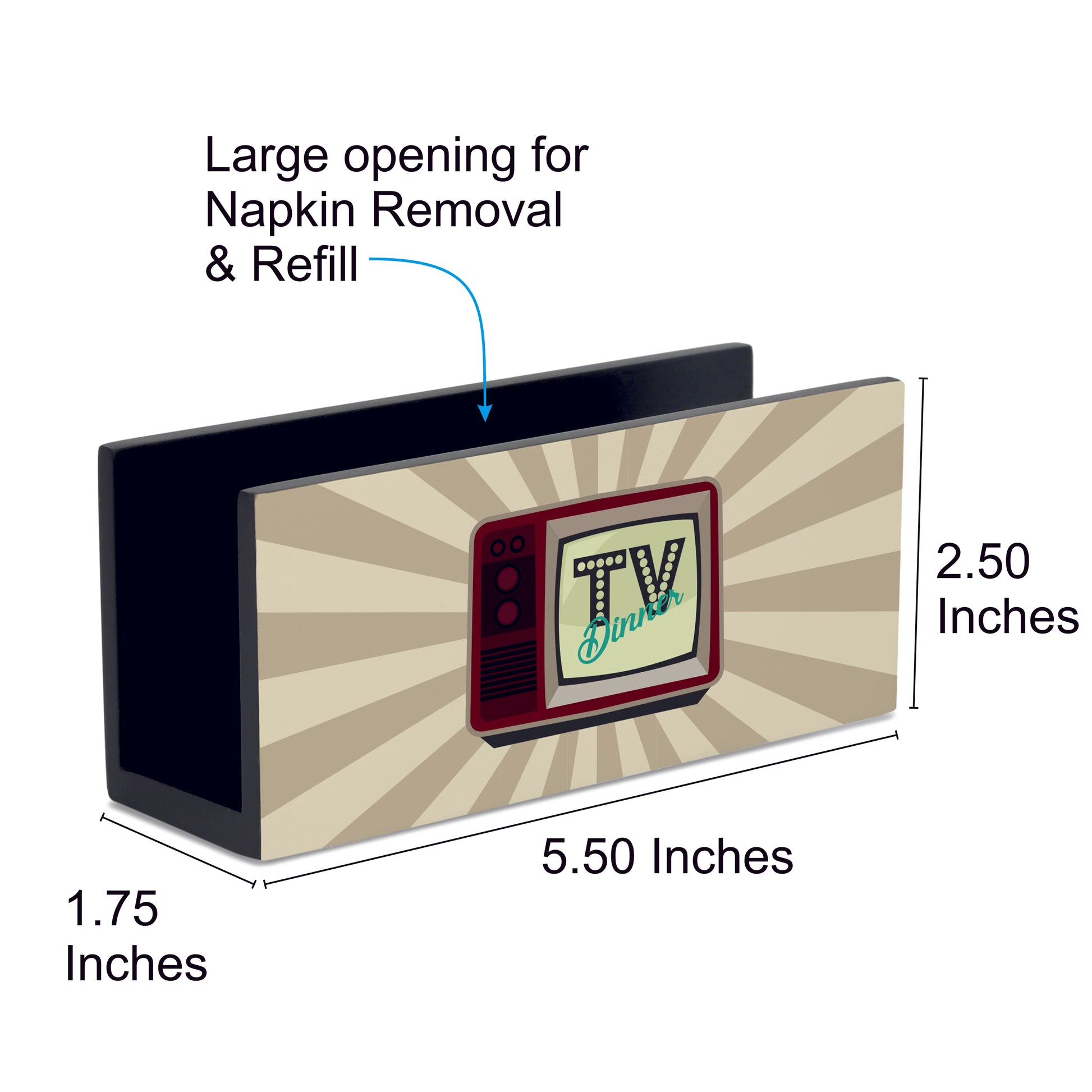 TV Dinner Tissue Stand 1.5" x 5.5" x 2.5" - Dimension Image