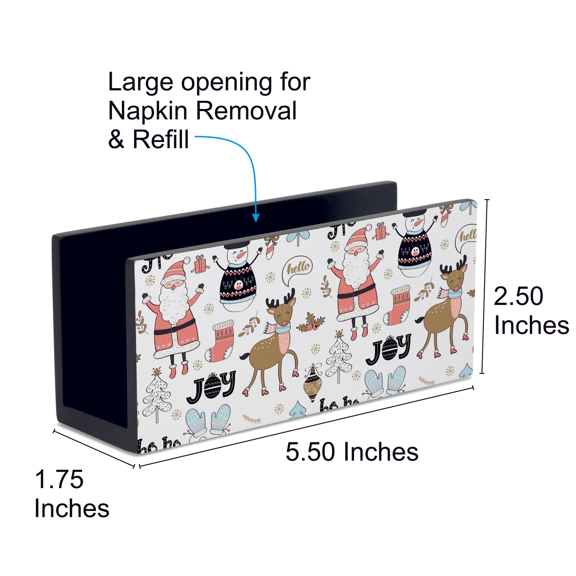 Xmas Allover Tissue Stand 1.5" x 5.5" x 2.5" Dimension Image