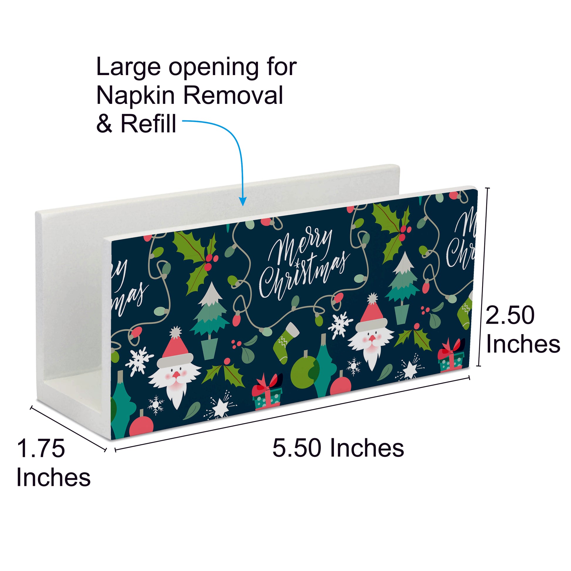 Xmas Allover2 Tissue Stand 1.5" x 5.5" x 2.5" - Dimension Image