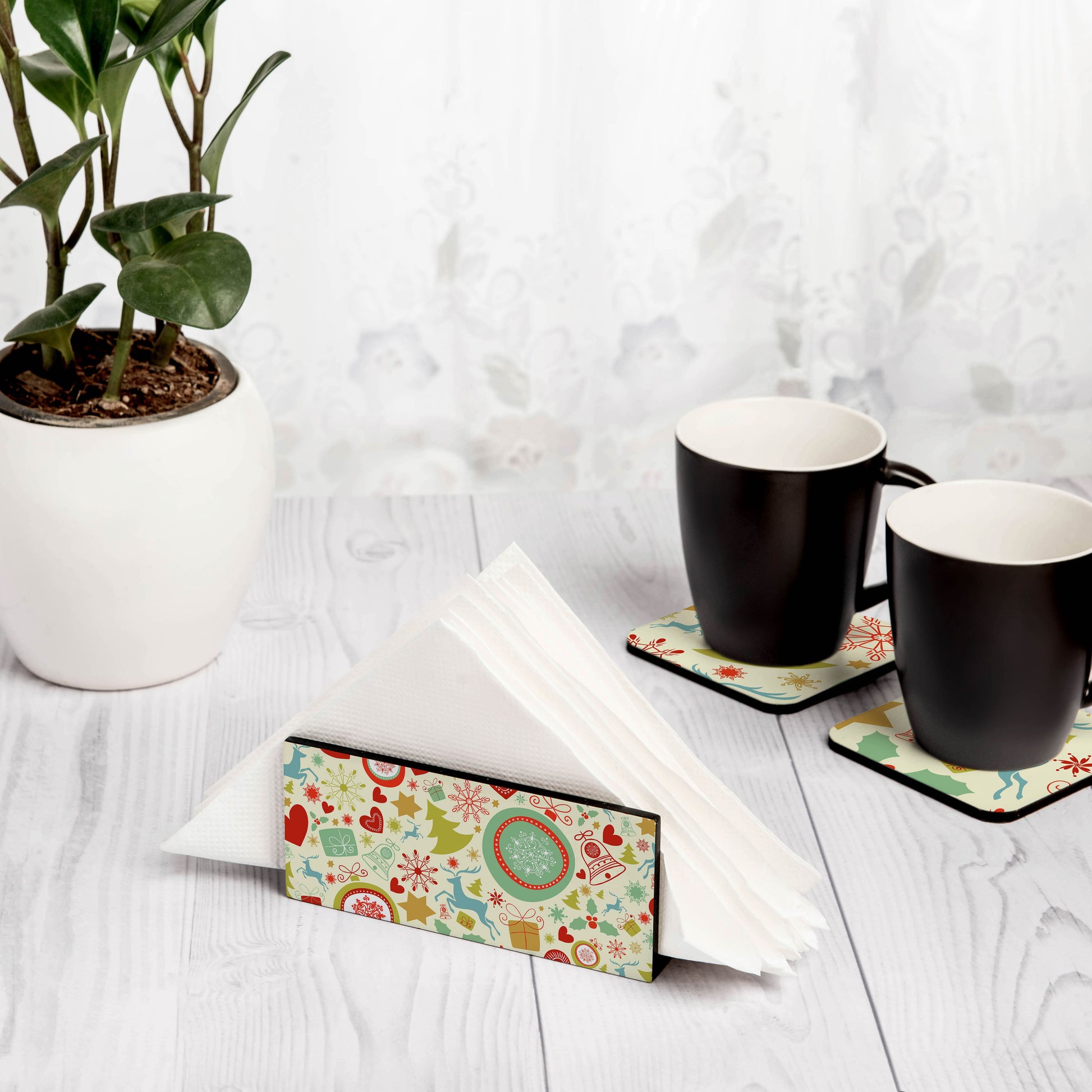 Xmas Allover3 Tissue Stand 1.5" x 5.5" x 2.5" - Lifestyle Image
