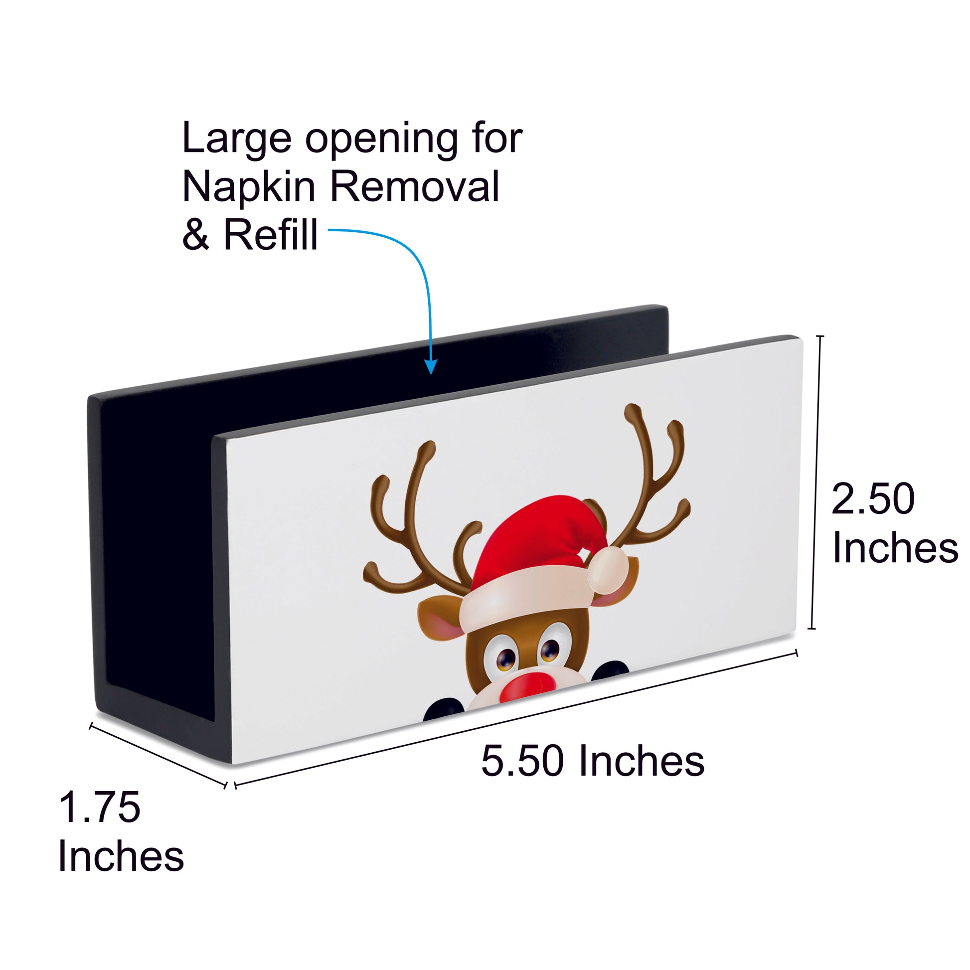 Xmas Reindeer Tissue Stand 1.5" x 5.5" x 2.5" - Dimension Image