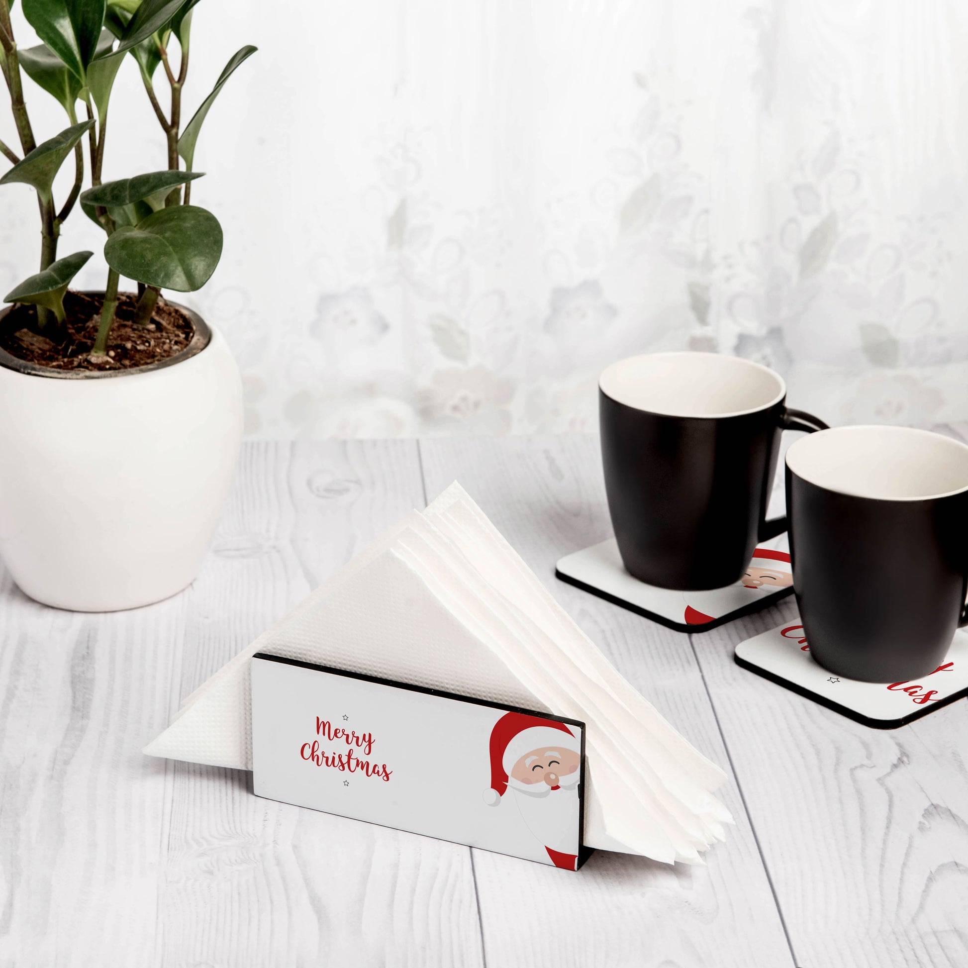 Xmas Santa Tissue Stand 1.5" x 5.5" x 2.5" - Lifestyle Image