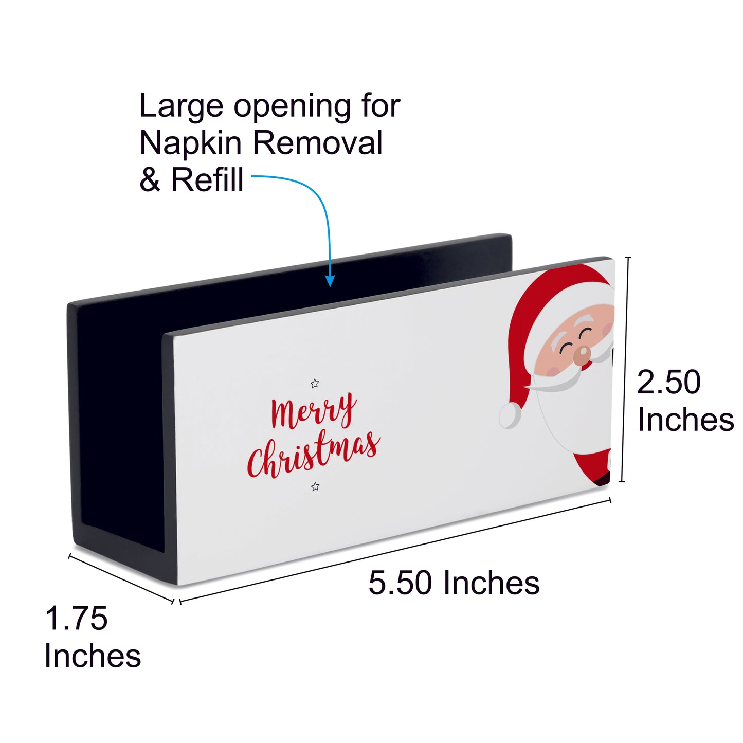 Xmas Santa Tissue Stand 1.5" x 5.5" x 2.5" - Dimension Image