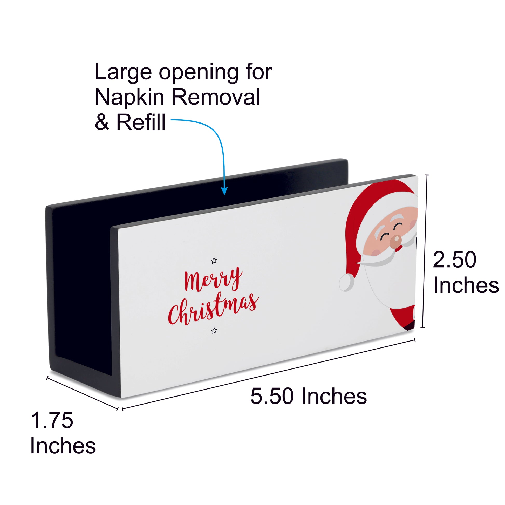 Xmas Santa Tissue Stand 1.5" x 5.5" x 2.5" - Dimension Image