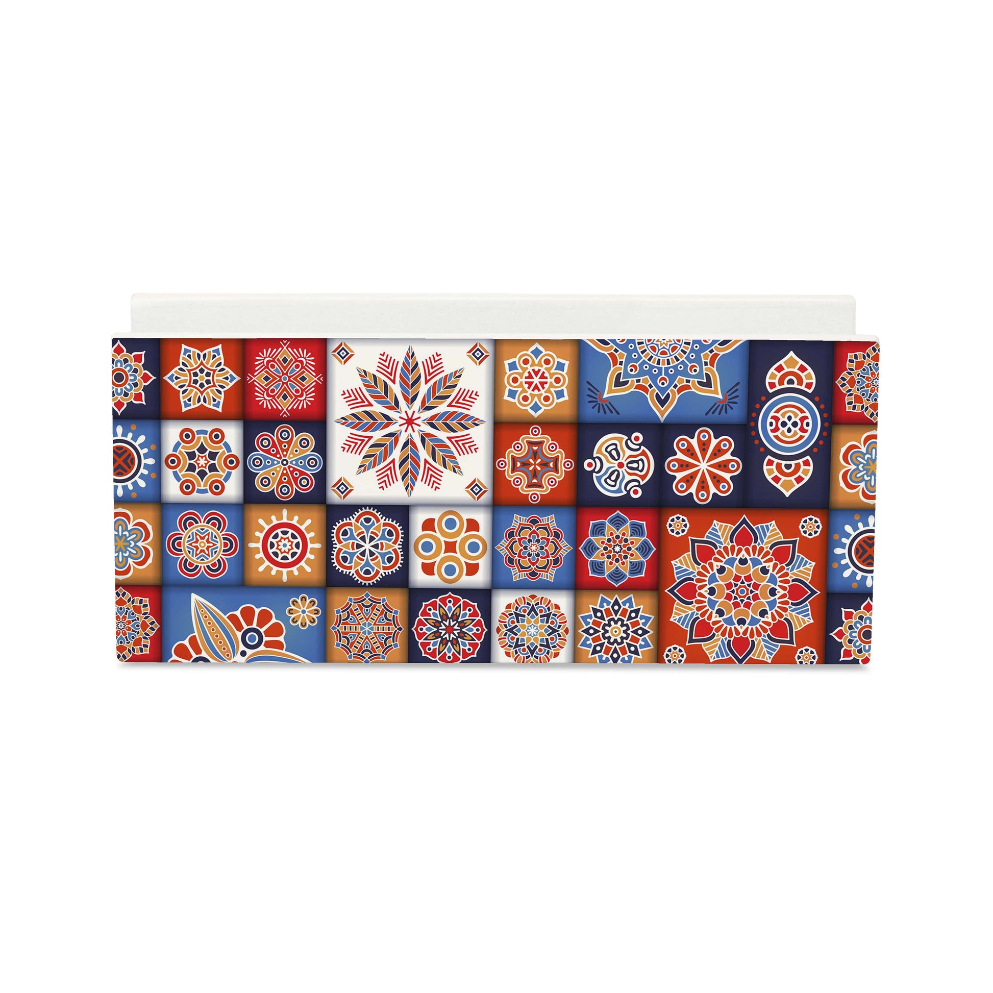 Floral Tiles Tissue Stand 1.5" x 5.5" x 2.5" - Main Image
