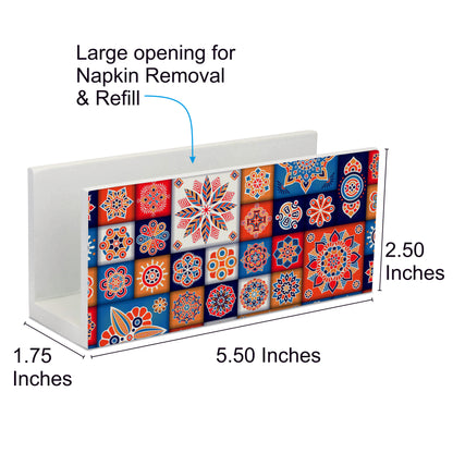 Floral Tiles Tissue Stand 1.5" x 5.5" x 2.5" - Dimension Image