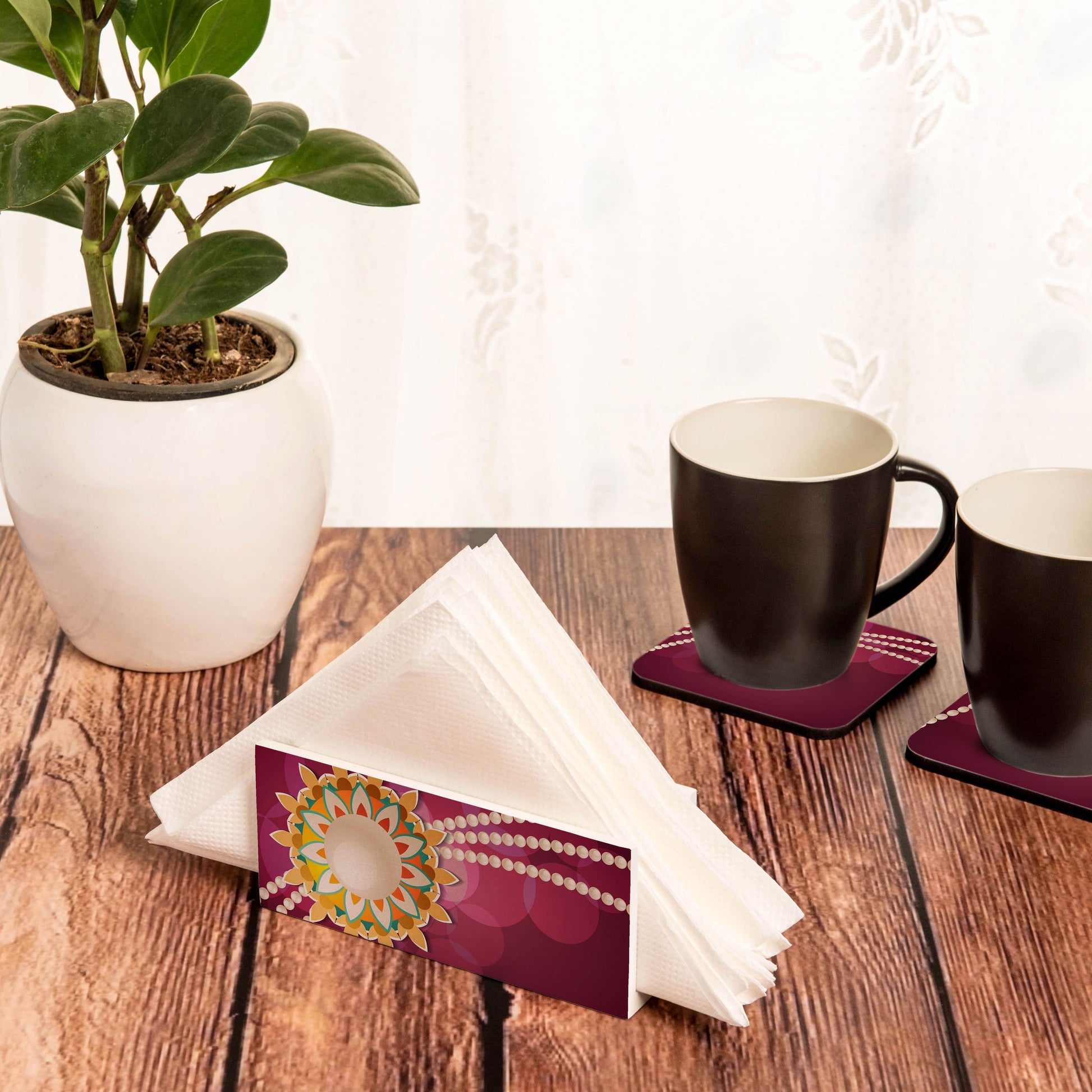 Rakhi Pearls Rose Tissue Stand 1.5" x 5.5" x 2.5" - Lifestyle Image