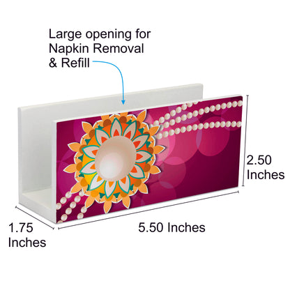 Rakhi Pearls Rose Tissue Stand 1.5" x 5.5" x 2.5" - Dimension Image
