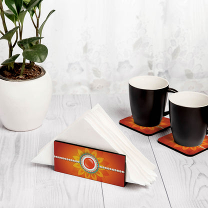 Rakhi Pearls Orange Tissue Stand 1.5" x 5.5" x 2.5" - Lifestyle Image