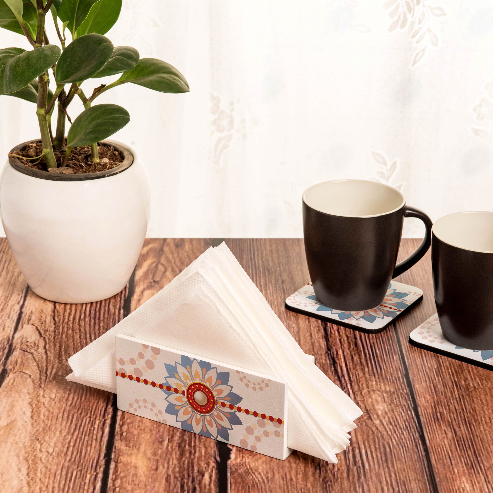 Rakhee Blue Tissue Stand 1.5" x 5.5" x 2.5" - Lifestyle Image