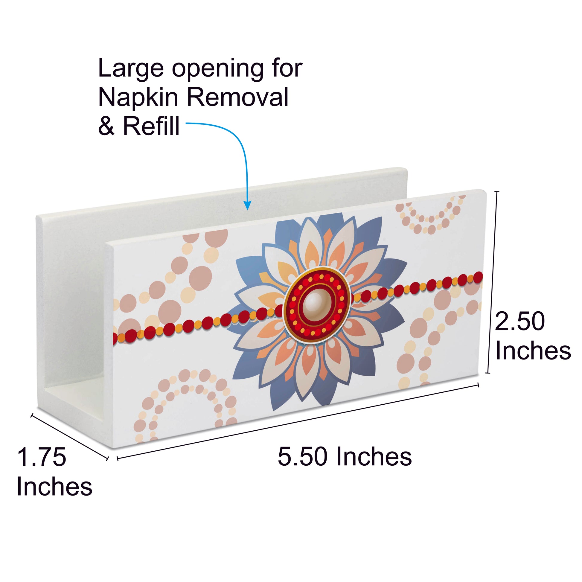 Rakhee Blue Tissue Stand 1.5" x 5.5" x 2.5" - Dimension Image