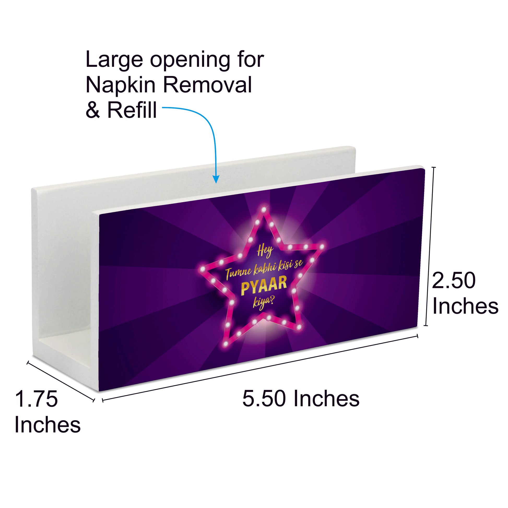 Bollywood Karz Tissue Stand 1.5" x 5.5" x 2.5" - Dimension Image