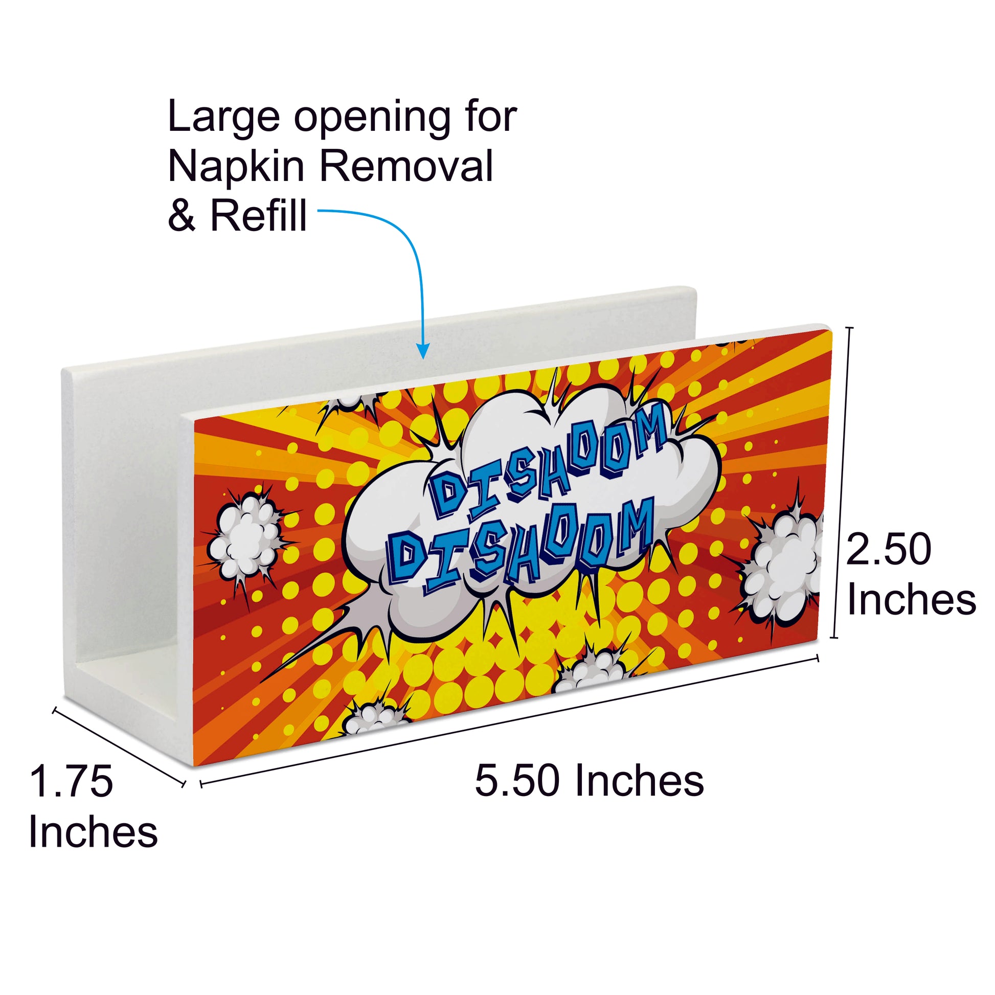 Bollywood Dishoom Tissue Stand 1.5" x 5.5" x 2.5" - Dimension Image
