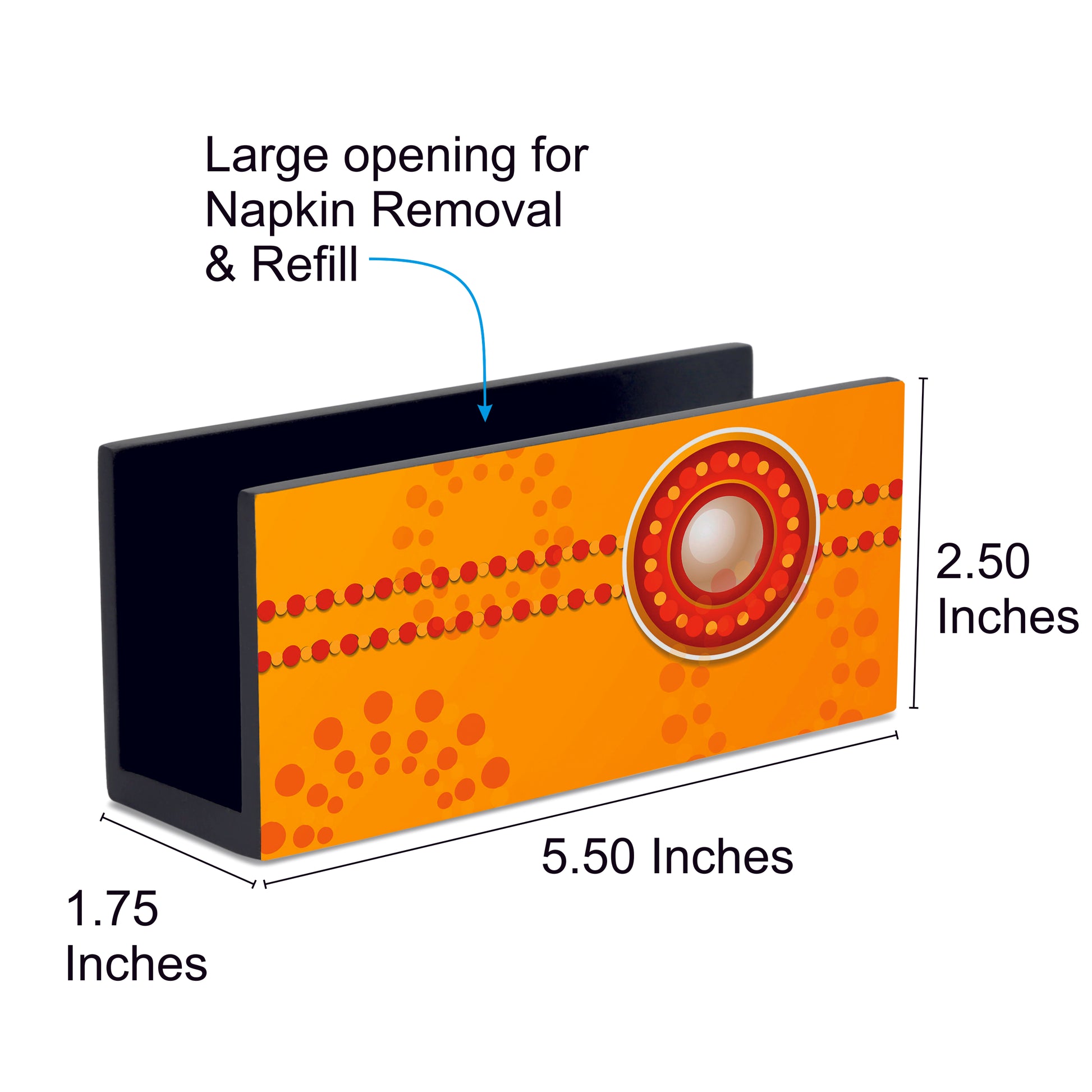Yellow Raksha Tissue Stand 1.5" x 5.5" x 2.5" - Dimenson Image
