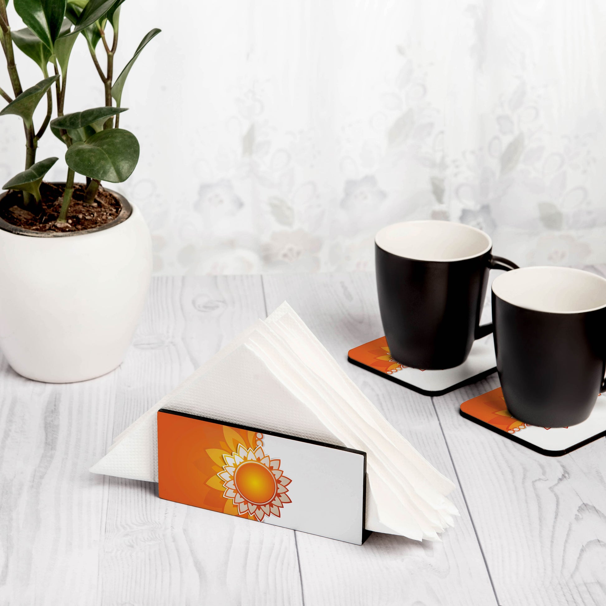 Rakhee Orange Tissue Stand 1.5" x 5.5" x 2.5" - Lifestyle Image