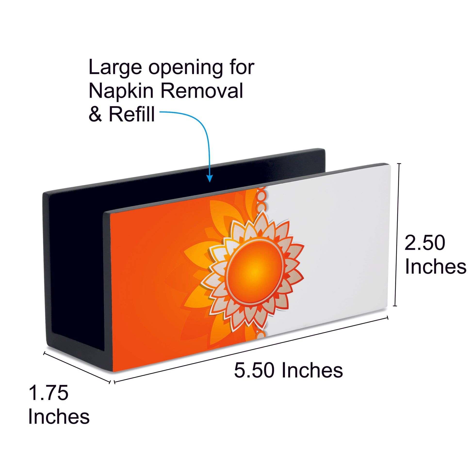 Rakhee Orange Tissue Stand 1.5" x 5.5" x 2.5" - Dimension Image