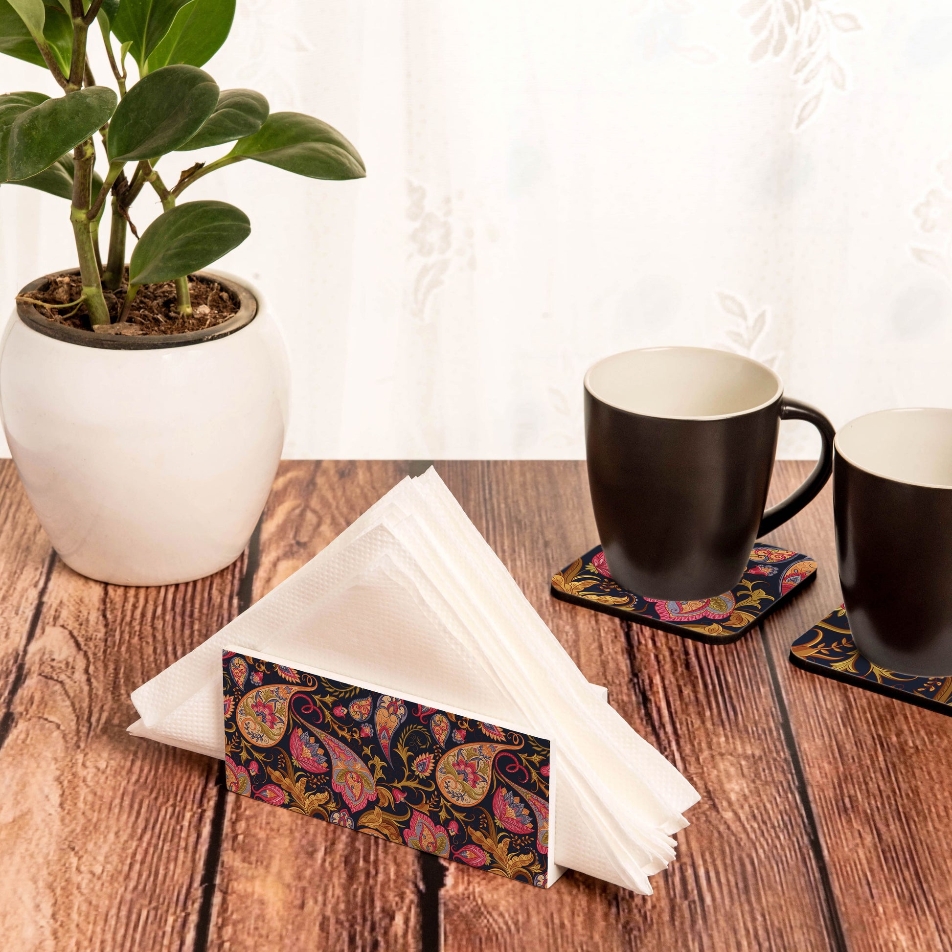 Sameera Navy Tissue Stand 1.5" x 5.5" x 2.5" - Lifestyle Image