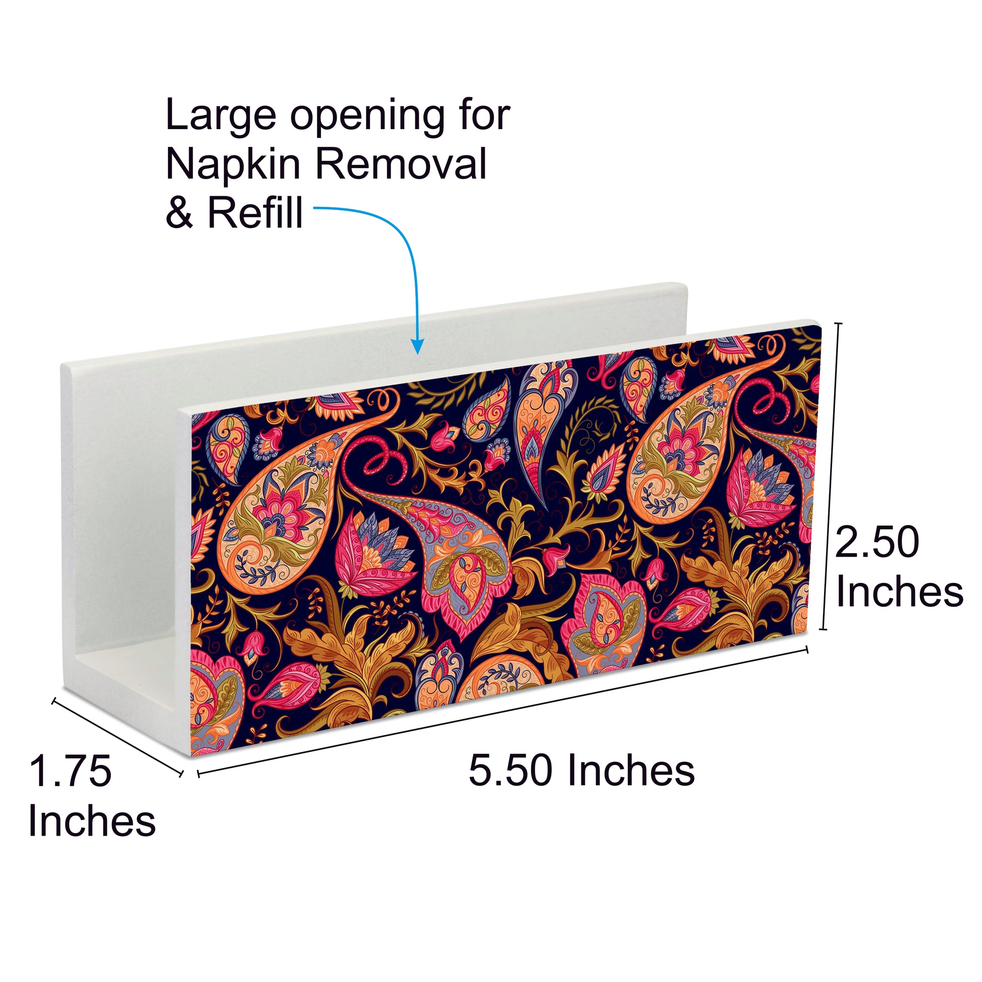 Sameera Navy Tissue Stand 1.5" x 5.5" x 2.5" - Dimension Image