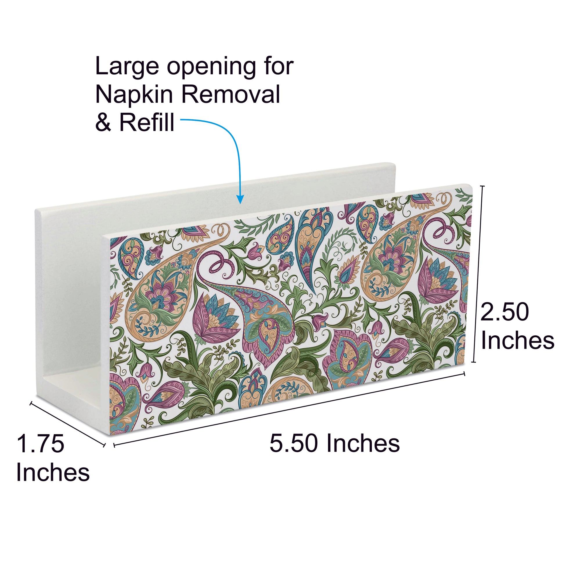 Sameera White Tissue Stand 1.5" x 5.5" x 2.5" - Dimension Image