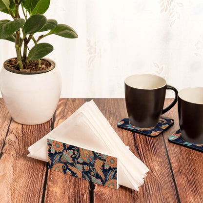 Oriental Paisley Navy Tissue Stand 1.5" x 5.5" x 2.5" - Lifestyle Image
