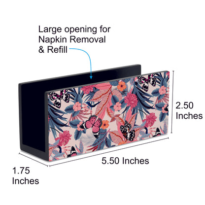 Grey Pink Butterflies Tissue Stand 1.5" x 5.5" x 2.5" - Dimension Image