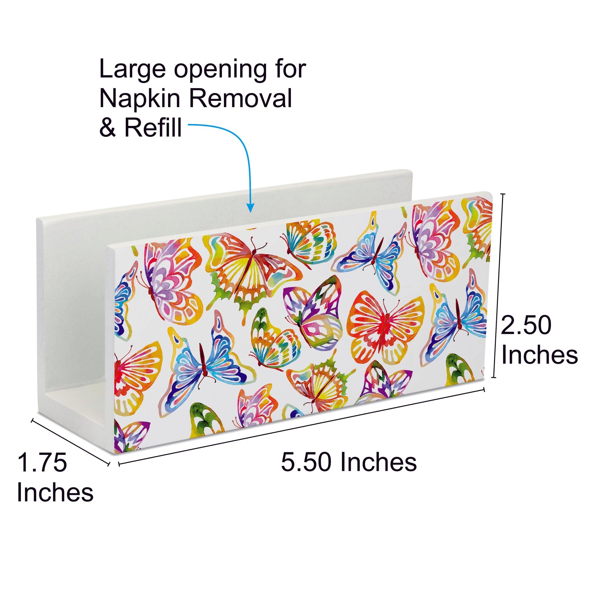 Watercolour Butterflies W Tissue Stand 1.5" x 5.5" x 2.5" - Dimension Image