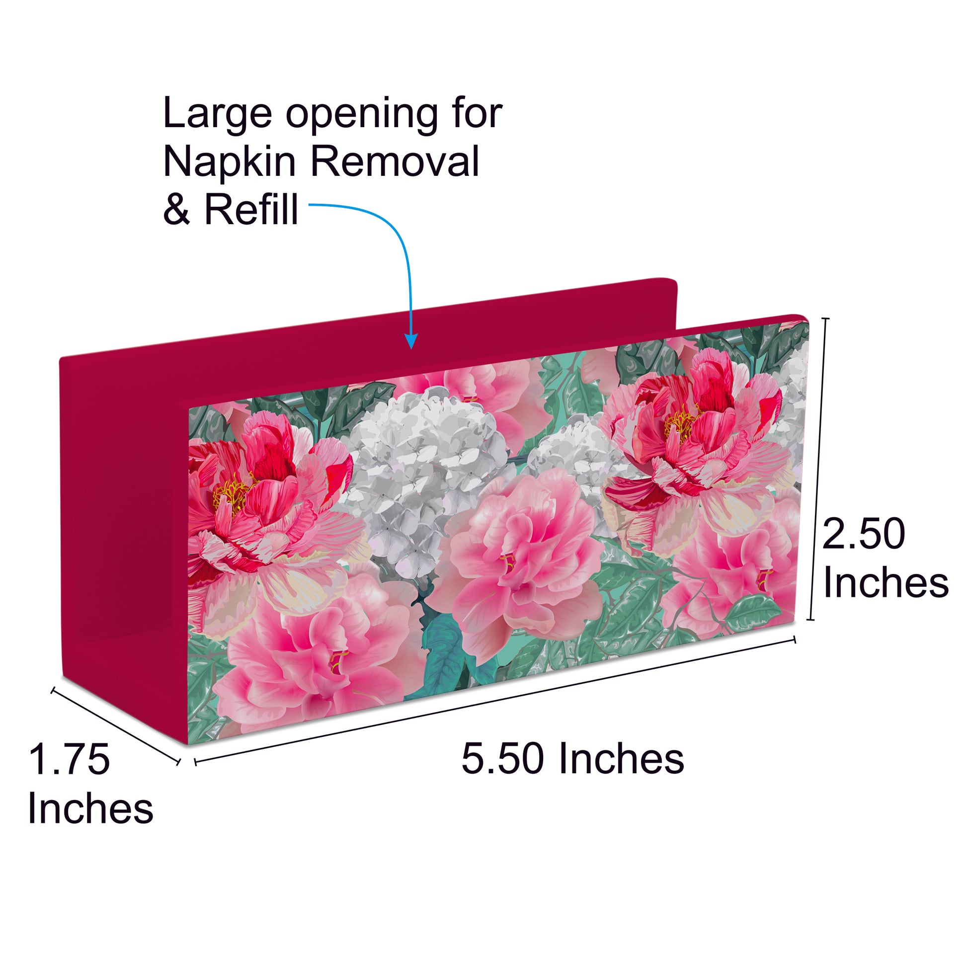 Red Chrysanthemums R Tissue Stand 1.5" x 5.5" x 2.5" - Dimension Image