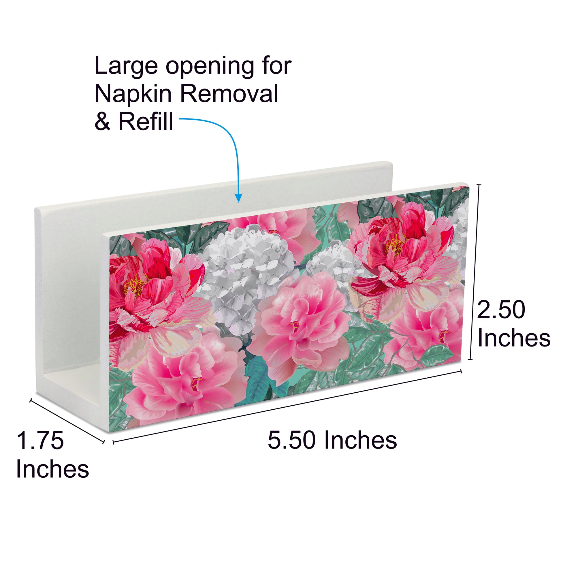 Red Chrysanthemums W Tissue Stand 1.5" x 5.5" x 2.5" - Dimension Image