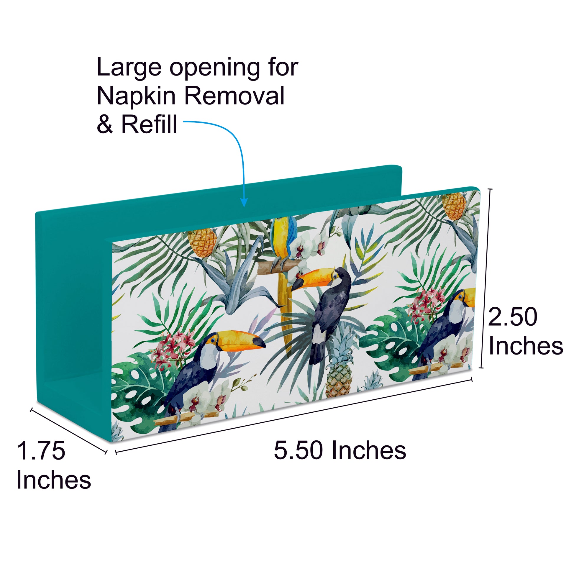 Toucan Tissue Stand 1.5" x 5.5" x 2.5" - Dimension Image