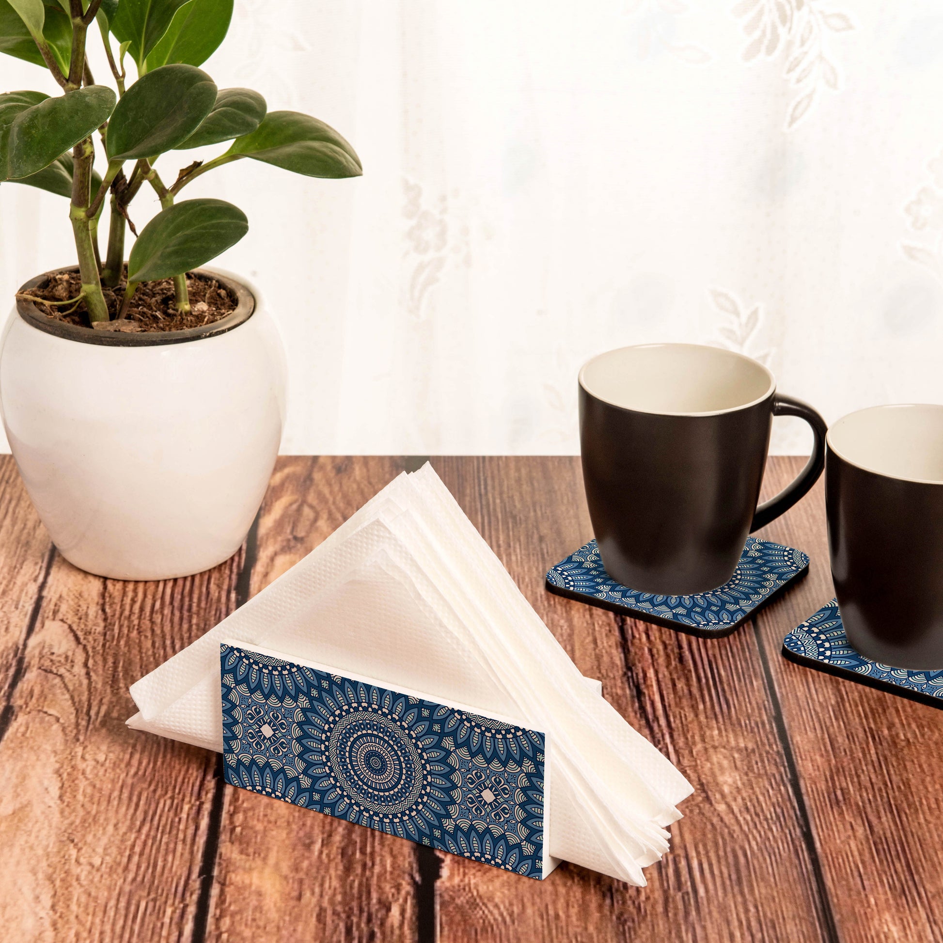 Blue Mandala 2 Tissue Stand 1.5" x 5.5" x 2.5" - Lifestyle Image