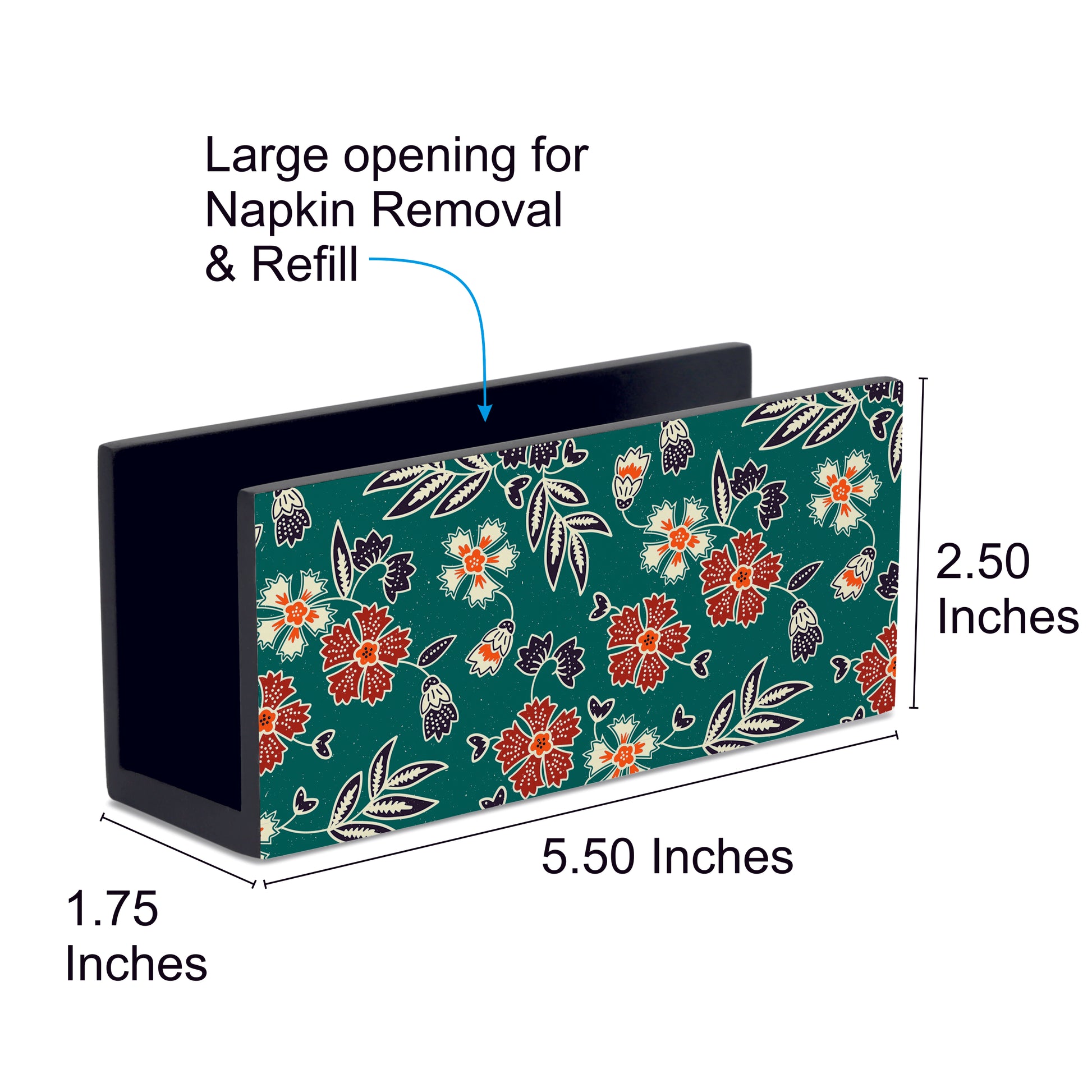Emerald Batik Tissue Stand 1.5" x 5.5" x 2.5" - Dimension Image