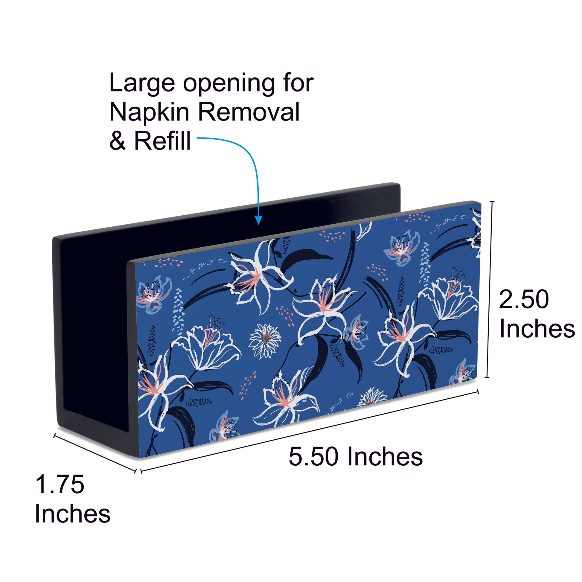 Lily Bloom Tissue Stand 1.5" x 5.5" x 2.5" - Dimension Image