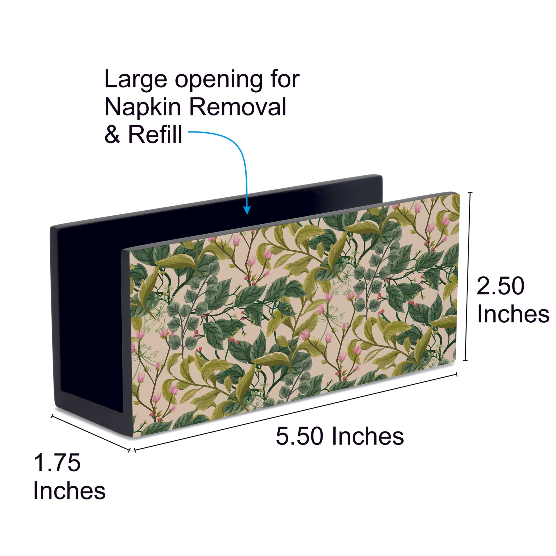 Vintage Floral Tissue Stand 1.5" x 5.5" x 2.5" - Dimension Image