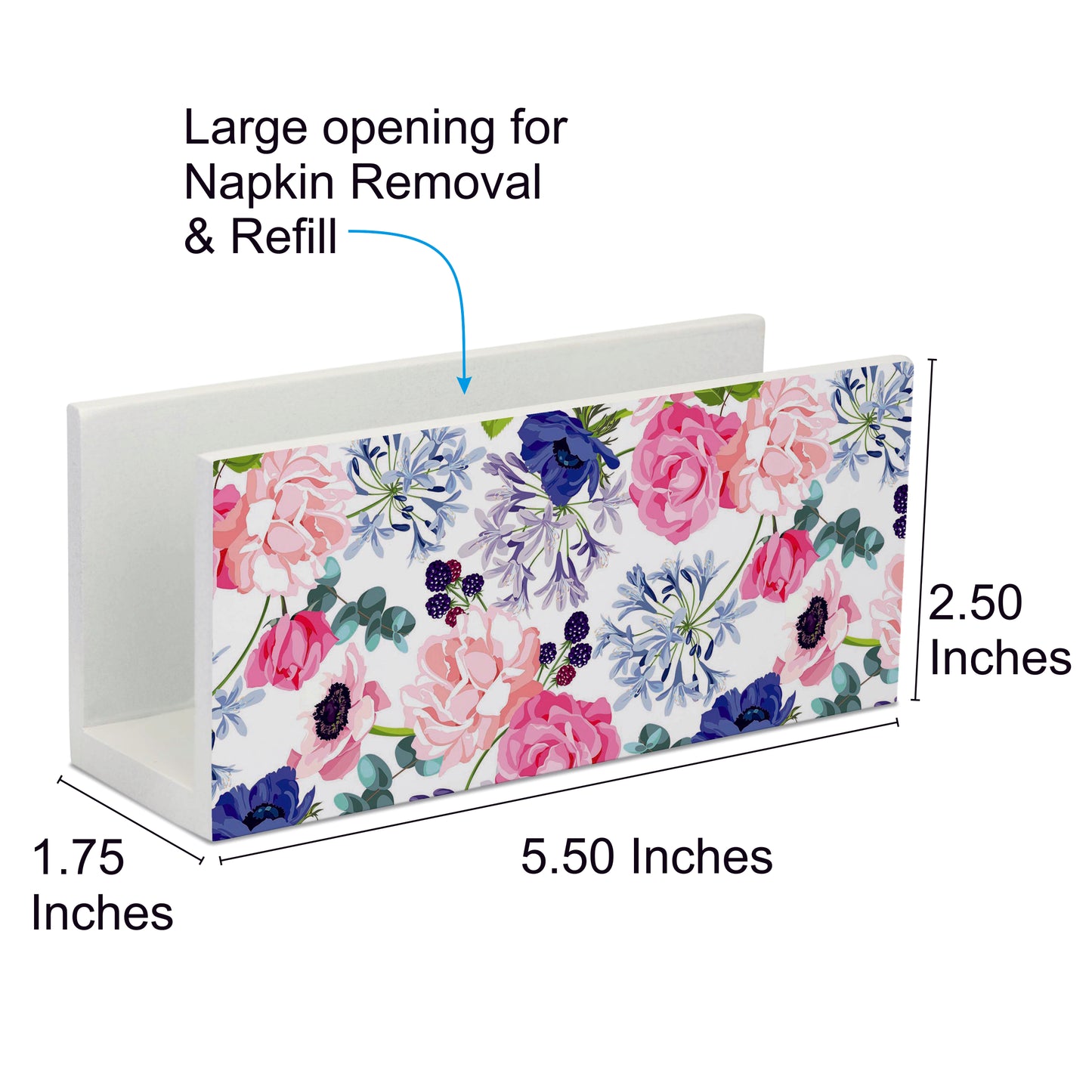 Roses Etc Tissue Stand 1.5" x 5.5" x 2.5" - Dimension Image