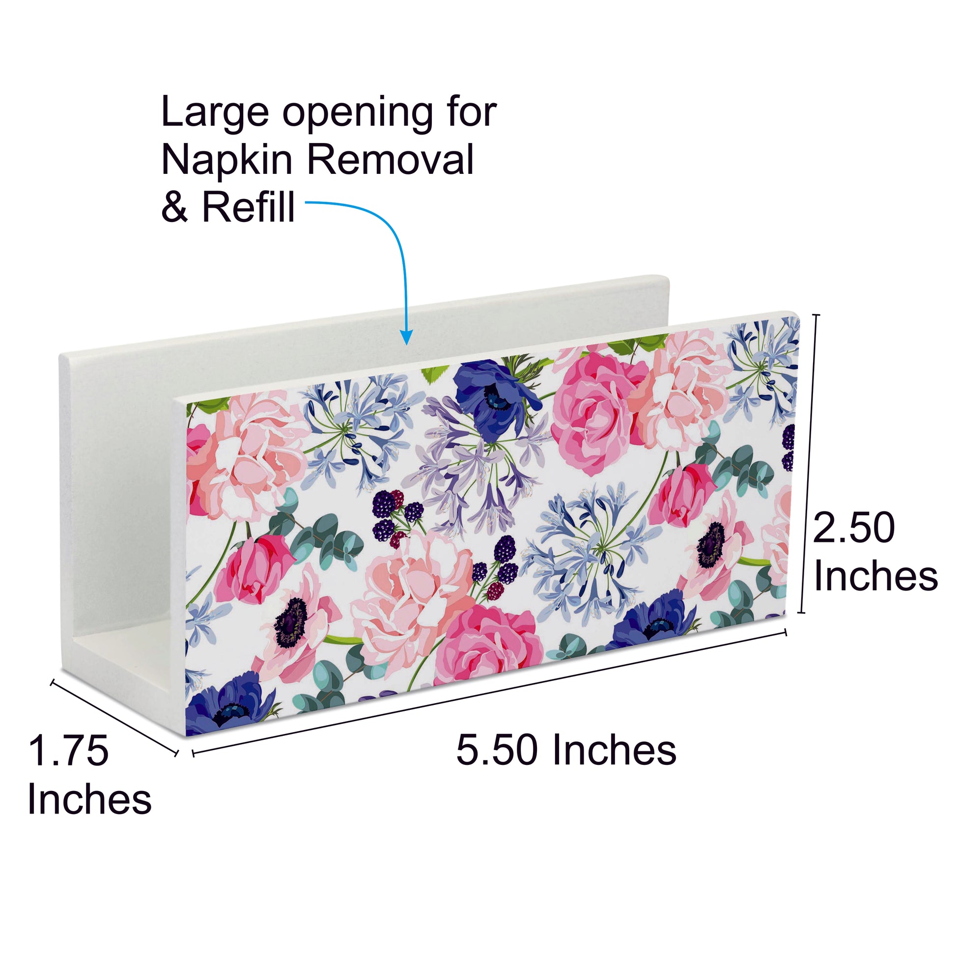 Roses Etc Tissue Stand 1.5" x 5.5" x 2.5" - Dimension Image