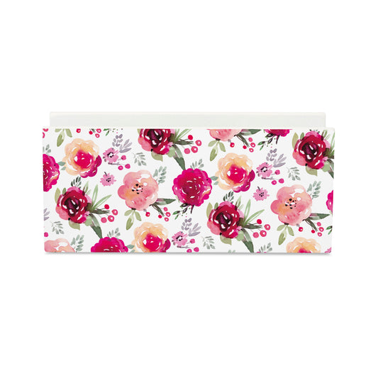 Pink Flowers Tissue Stand 1.5" x 5.5" x 2.5" - Main Image